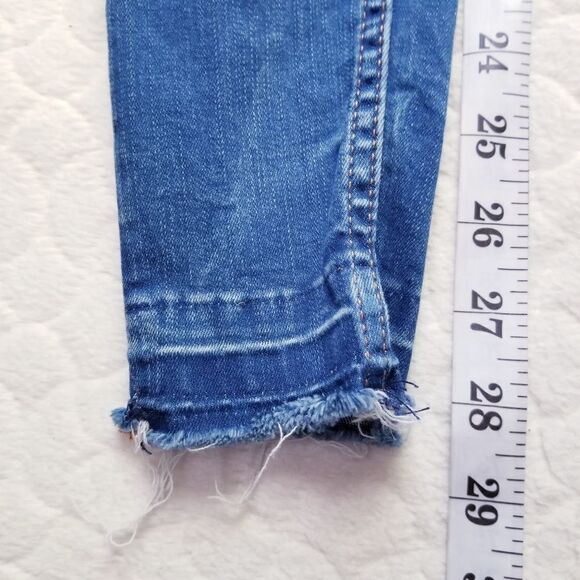 Zara denim skinny jeans distressed ripped raw hem - Picture 5 of 9